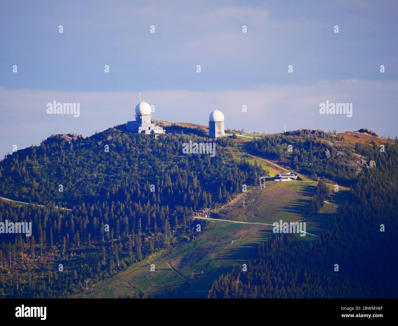 Large Osser, Deutschland / Tschechien: Blick auf den Gipfel des Großen Arbers Stockfoto