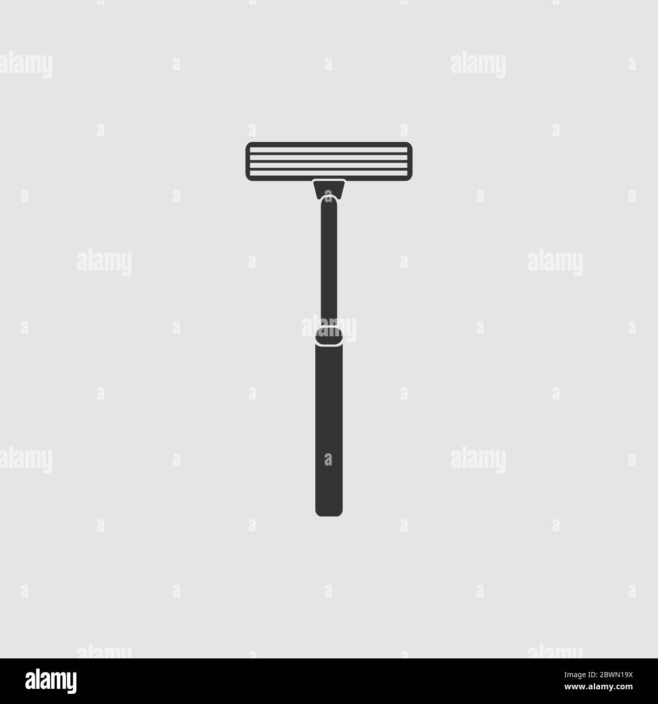 Rasiermesser Icon flach. Schwarzes Piktogramm auf grauem Hintergrund. Symbol für Vektorgrafik Stock Vektor