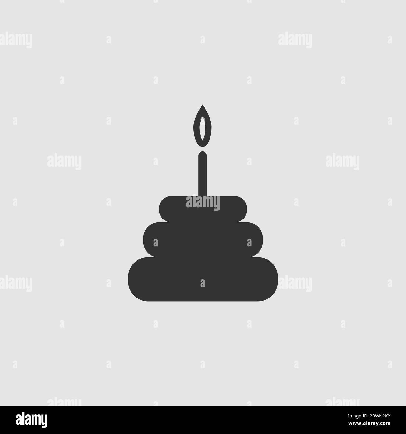 Geburtstagskuchen-Symbol flach. Schwarzes Piktogramm auf grauem Hintergrund. Symbol für Vektorgrafik Stock Vektor