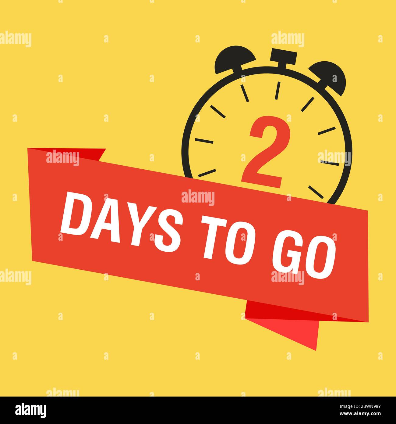 Symbol für den letzten Countdown für 2 Tage. Zwei Tage gehen Verkauf Preis Angebot Promo Deal Timer, nur 2 Tage. Stock Vektor