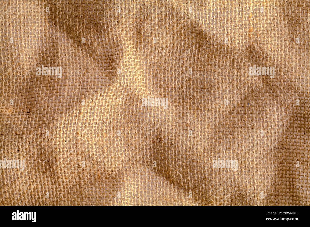 Brauner Burlap Stoff mit rauer und dicker Faser Hintergrund. Stockfoto