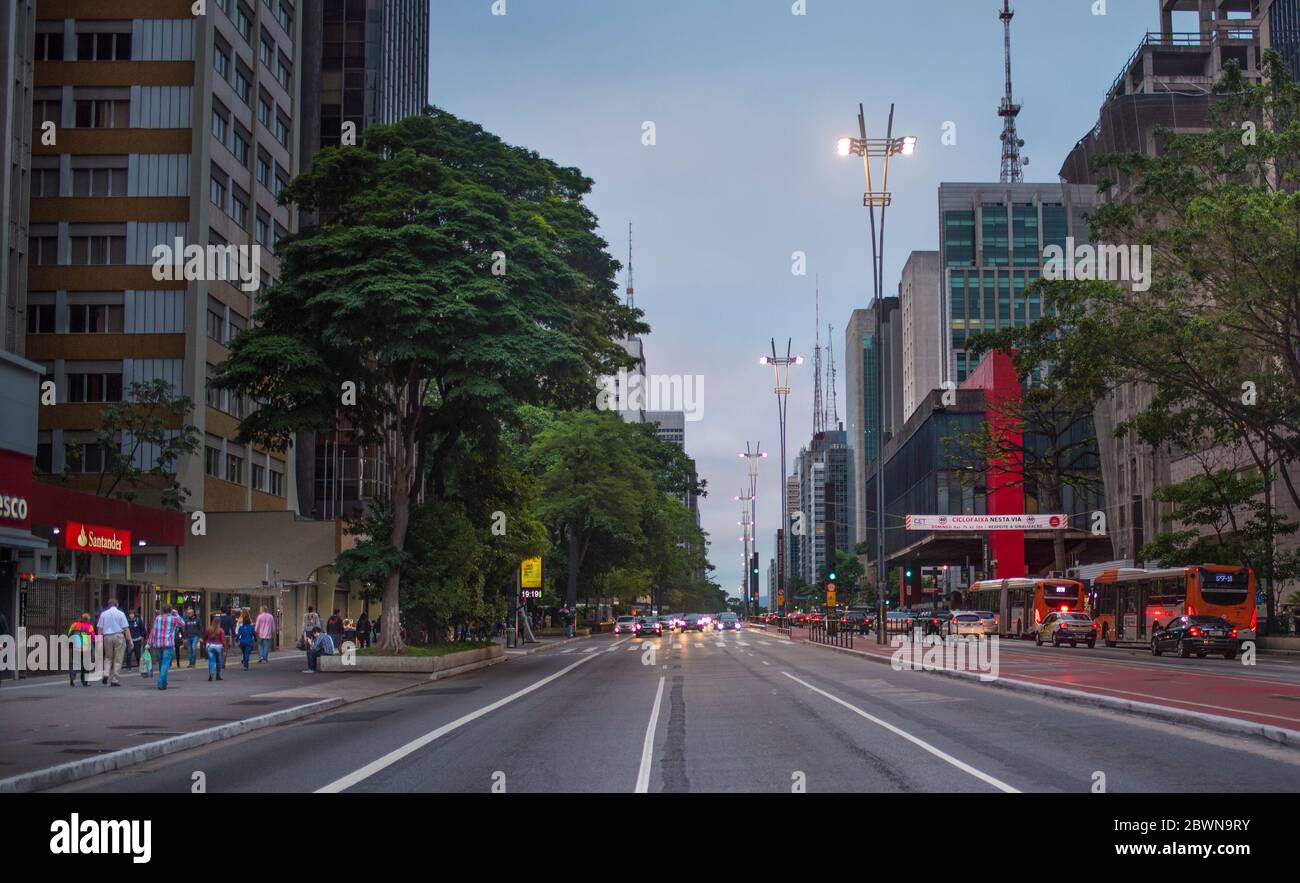 Sao Paulo, Brasilien, Paulista Avenue Stockfoto