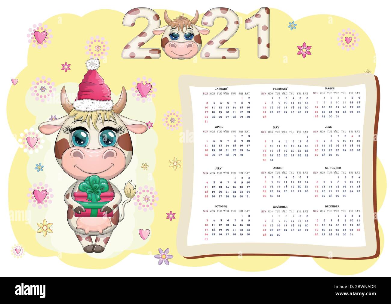 Kalender 2021 Der Bulle Ist Ein Symbol Des Neuen Jahres Cartoon Kuh Chinesischer Horoskopkalender Stock Vektorgrafik Alamy 2021 chinesischer kalender