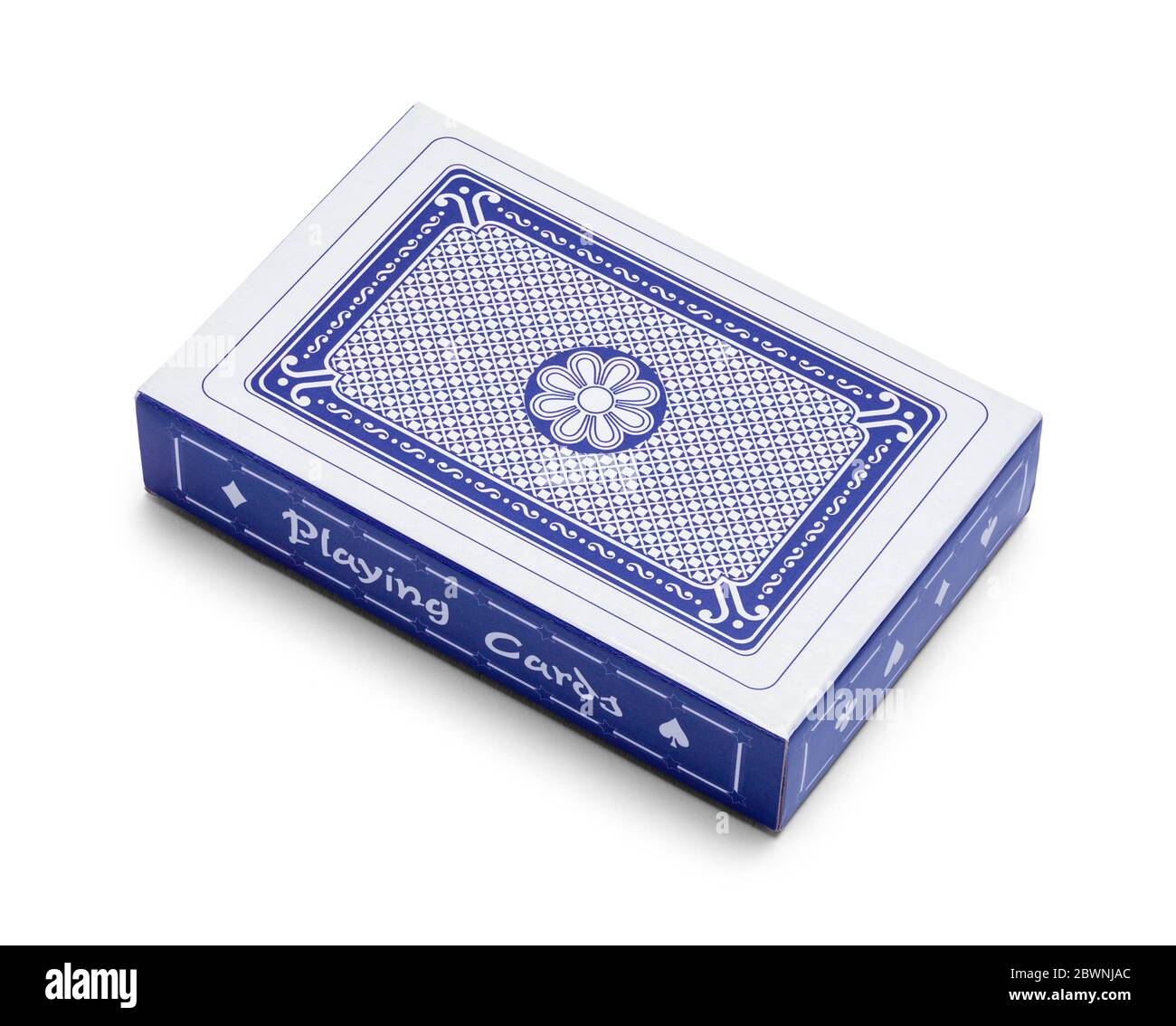 Kartenspiel Deck in Box isoliert auf weißem Hintergrund. Stockfoto