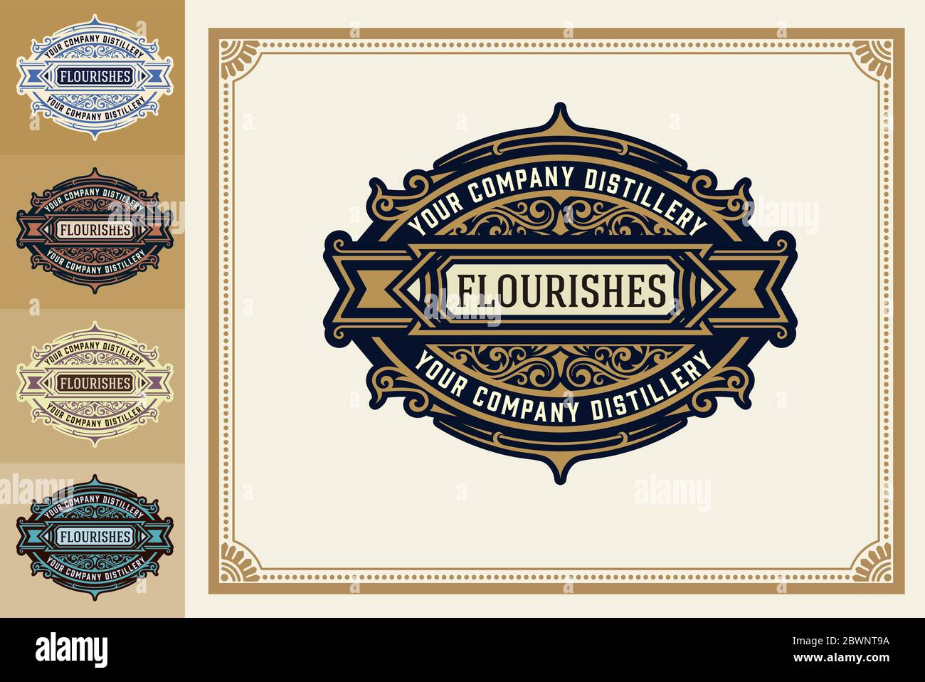 Luxus Logo Vorlage floriert mit floralen Ornamenten. Vektorgrafik Stock Vektor