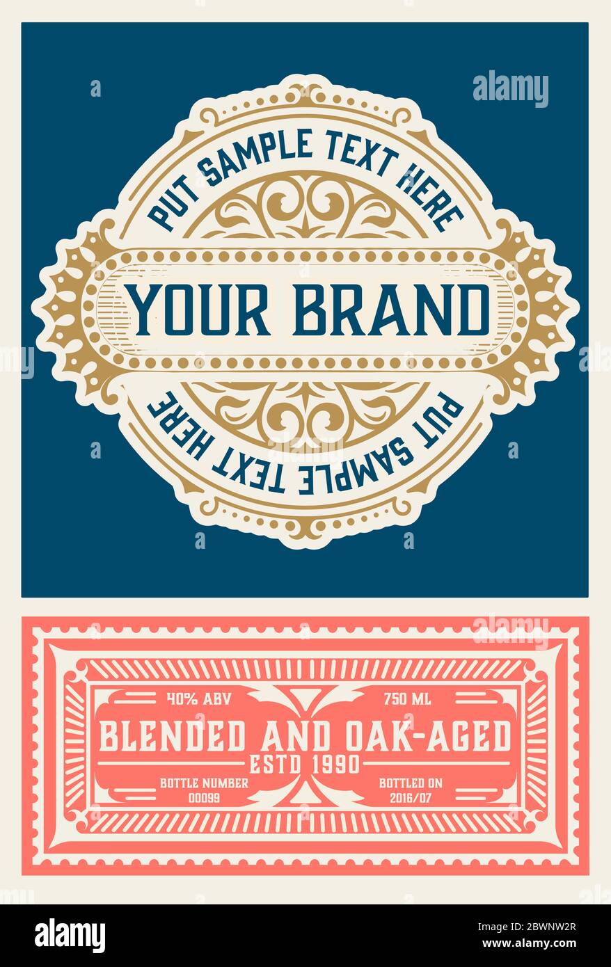 Altes Label Design für Whiskey und Wein Label, Restaurant Banner, Bier Label. Stock Vektor