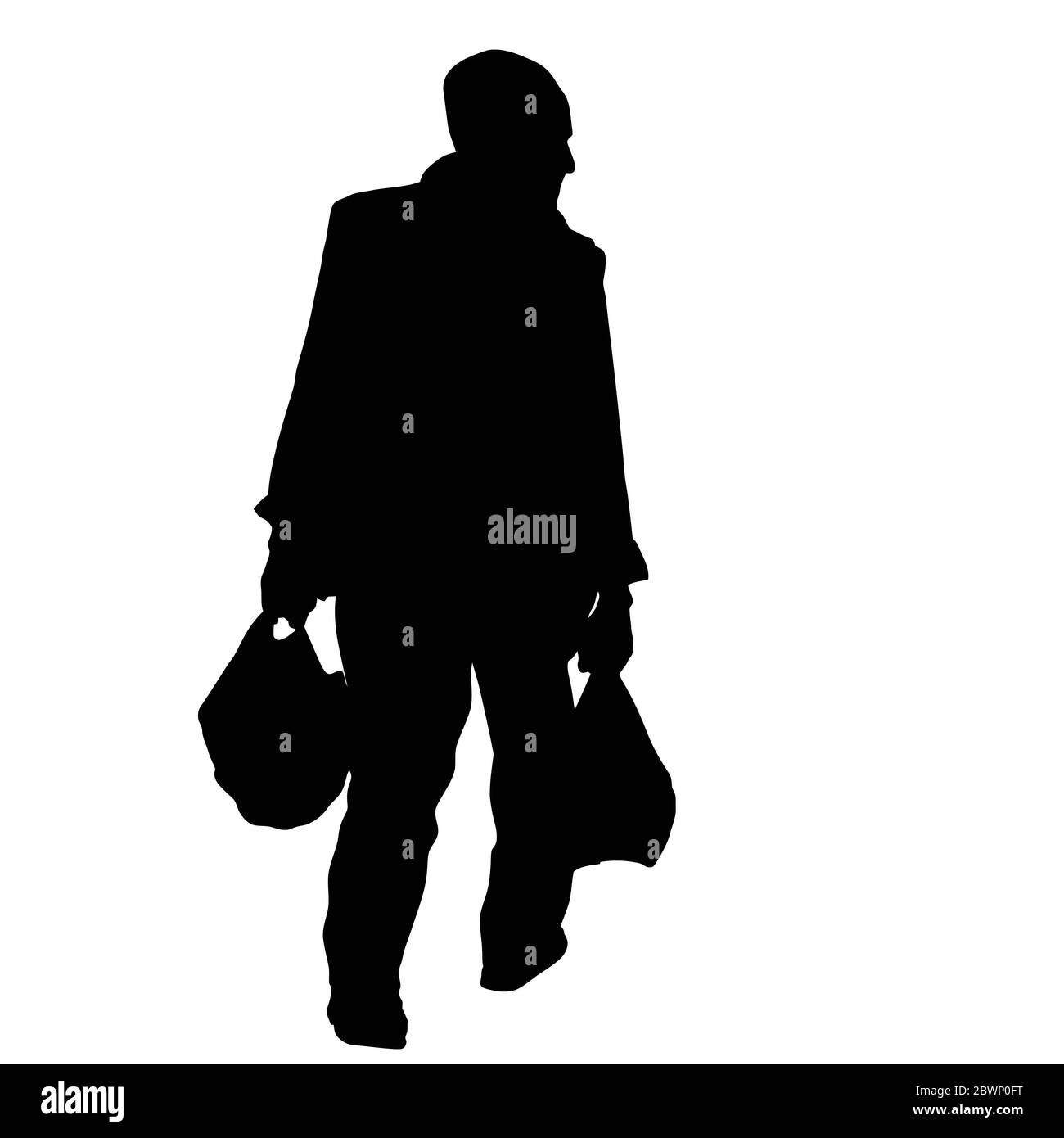 Männer Silhouette tragen Taschen auf weißem Hintergrund, Vektor-Illustration Stock Vektor