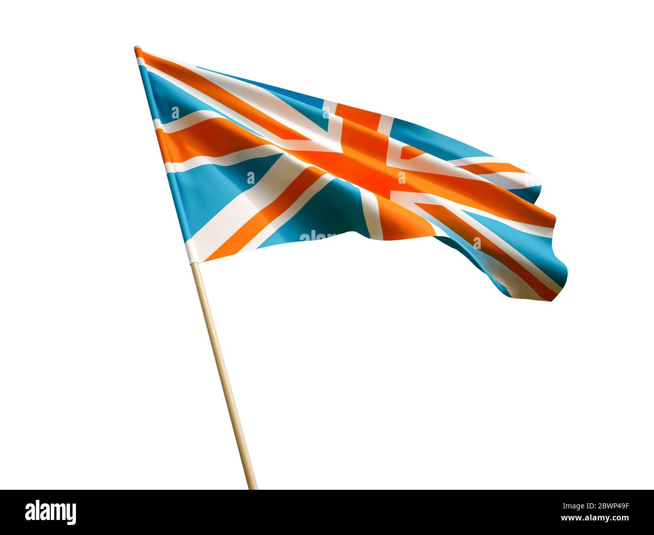 Winkende UK-Flagge auf weißem Hintergrund 3D-Illustration Stockfoto