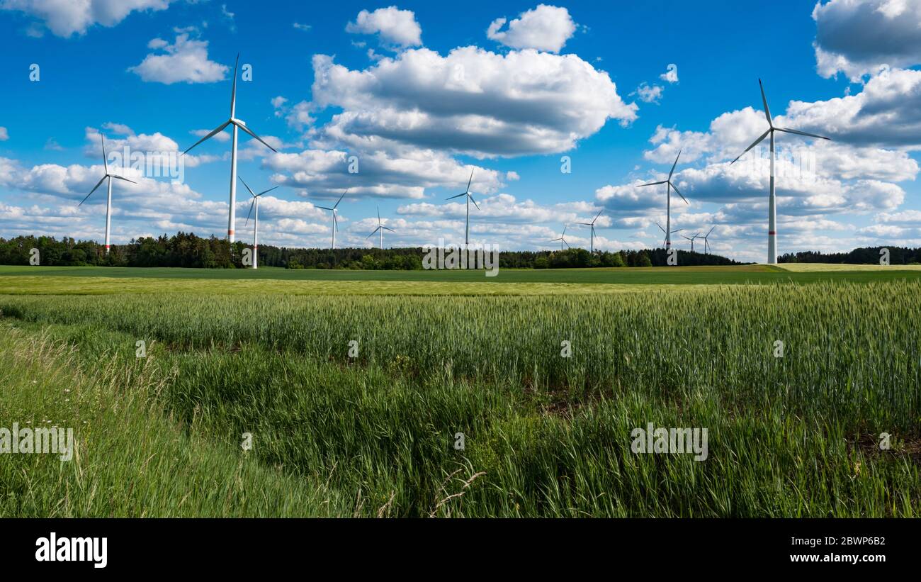 Zukunft der Windenergie in die Natur integriert Stockfoto