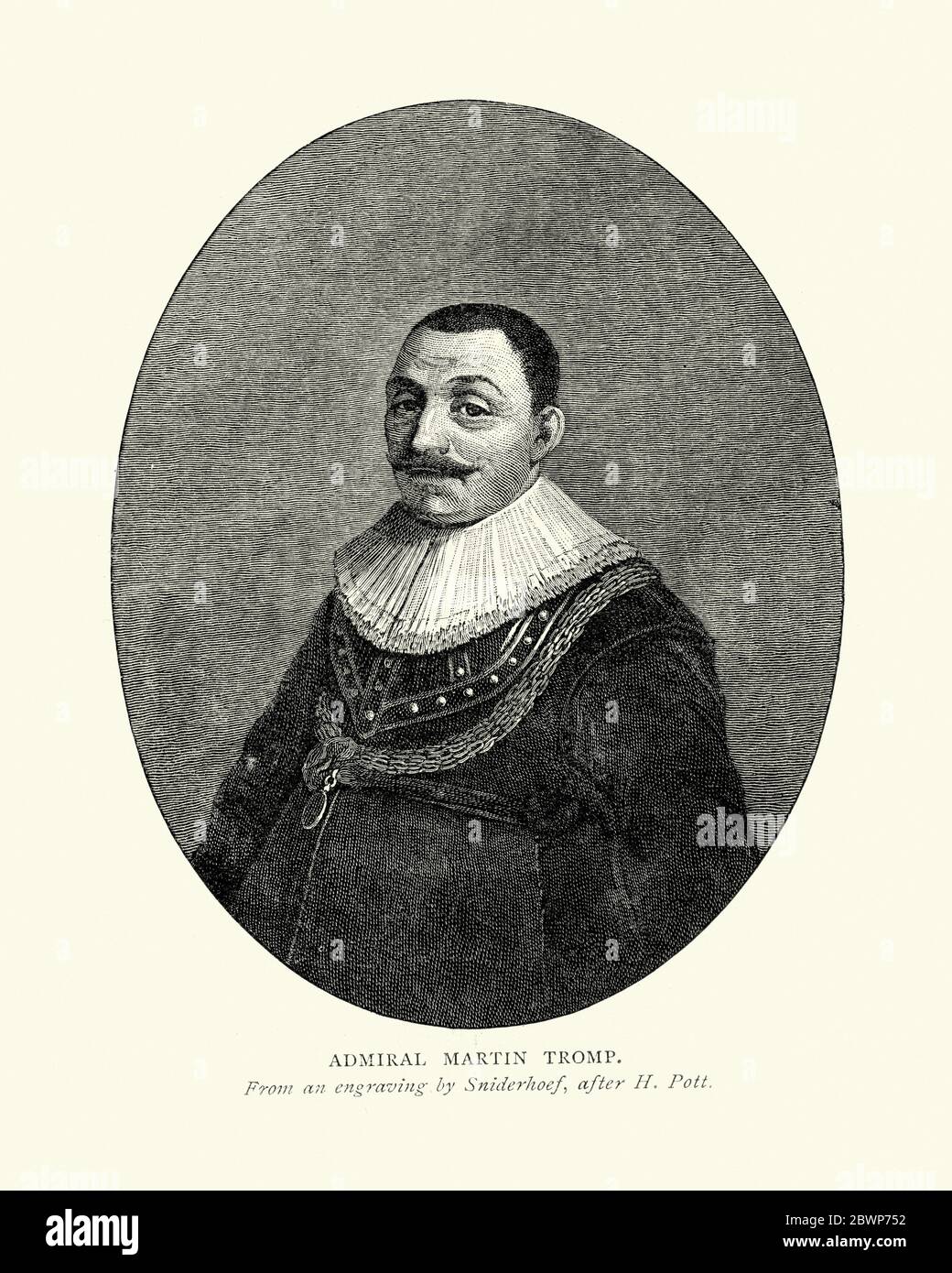 Maarten Tromp 23. April 1598 – 10. August 1653 war ein niederländischer Armeegeneral und Admiral in der niederländischen Marine. 17. Jahrhundert Stockfoto