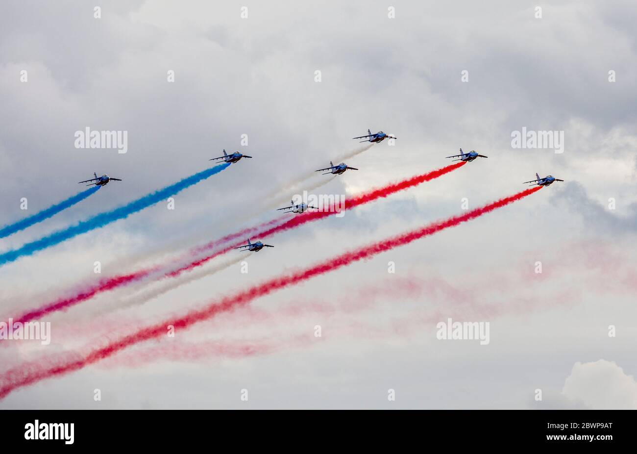 Anzeige durch die Patrouille de France in Biggin Hill Airshow Stockfoto