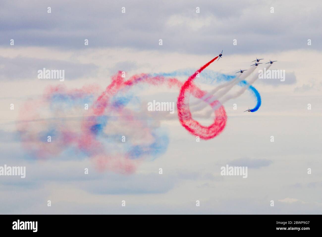 Anzeige durch die Patrouille de France in Biggin Hill Airshow Stockfoto