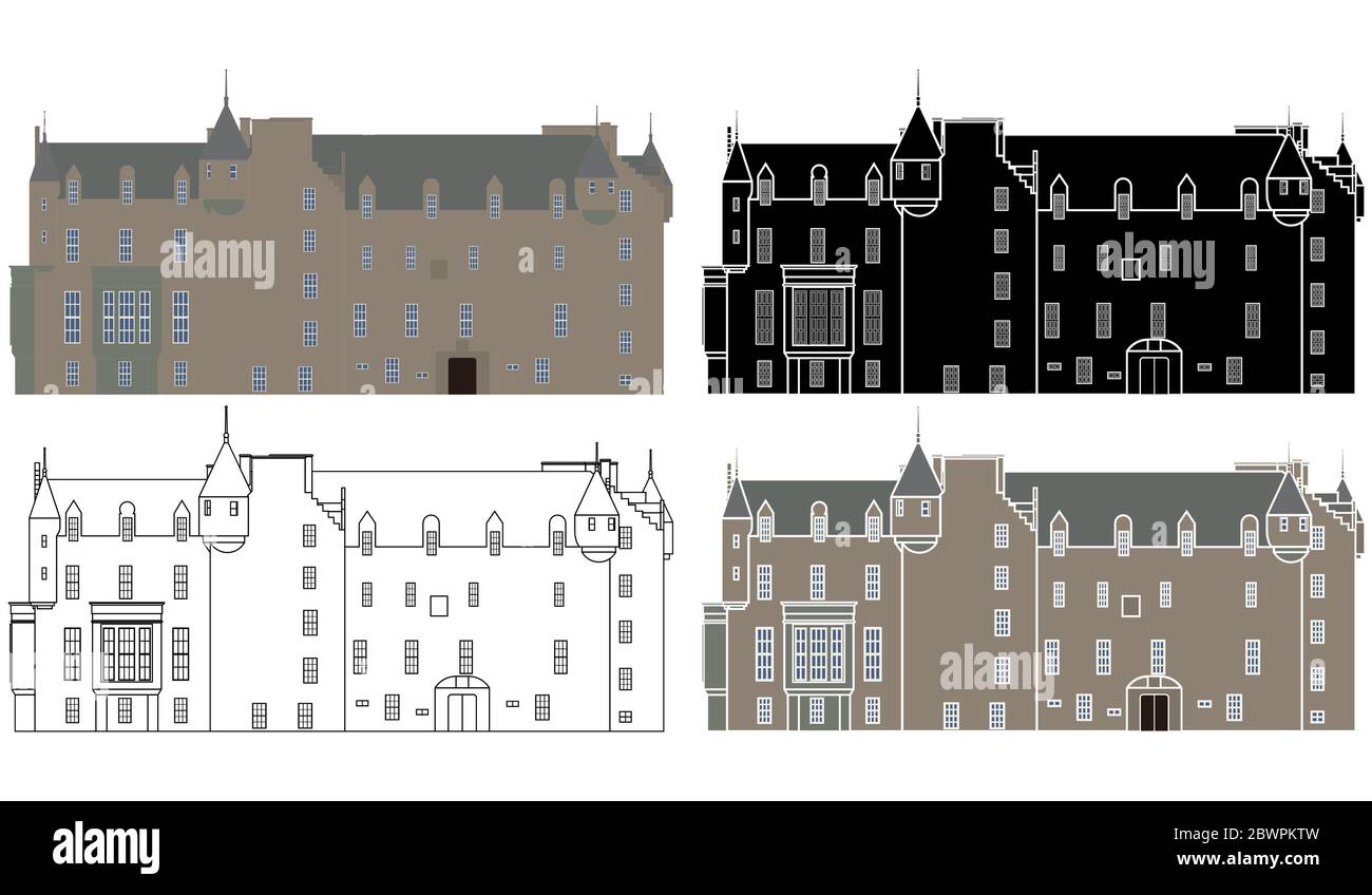 Schloss Menzies vor der Ansicht Stock Vektor