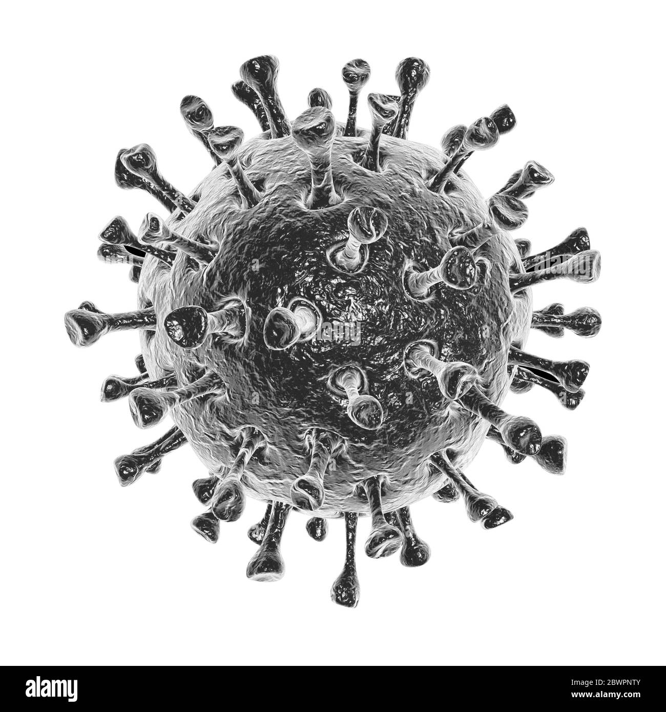 2019 NCoV-Corona Virus-Zellausbruch und Coronaviren Influenza weißer Hintergrund Konzept gefährliche Grippe Schuss Covid -19 Pandemie medizinische Gesundheit Risiko wi Stockfoto