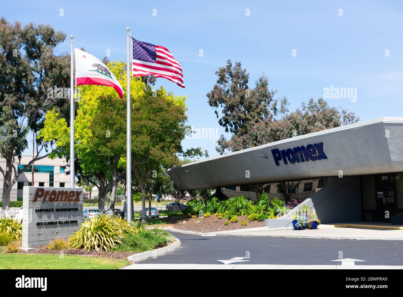 Promex Firmenzentrale außen. PROMEX Industries Inc ist ein Dienstleistungsunternehmen, das sich auf den Bau physikalisch kleiner elektronischer Geräte spezialisiert hat - Stockfoto