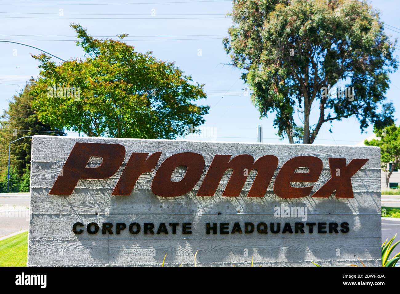 Promex Corporate Headquarters Zeichen. PROMEX Industries Inc ist ein Dienstleistungsunternehmen, das sich auf den Bau physikalisch kleine elektronische Geräte - San spezialisiert Stockfoto