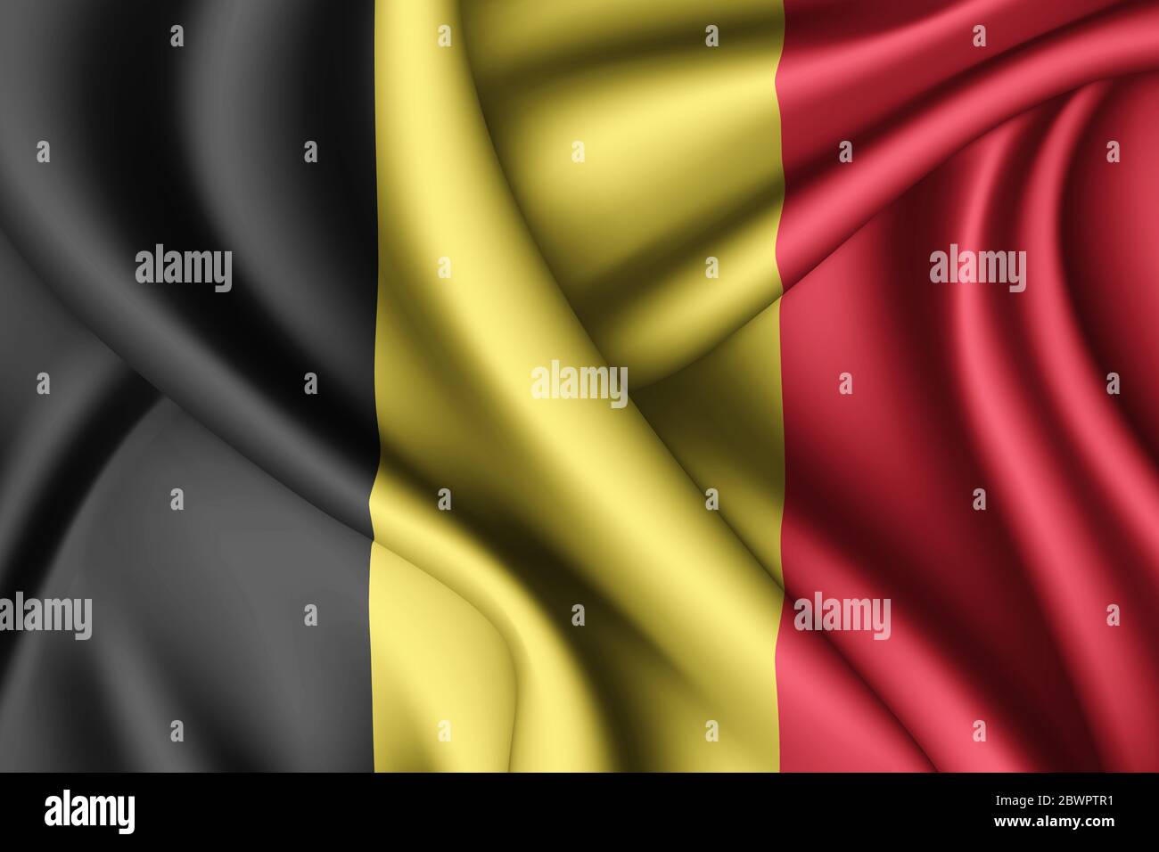 3d Rendering winkende Seidenflagge von Belgien Stockfoto