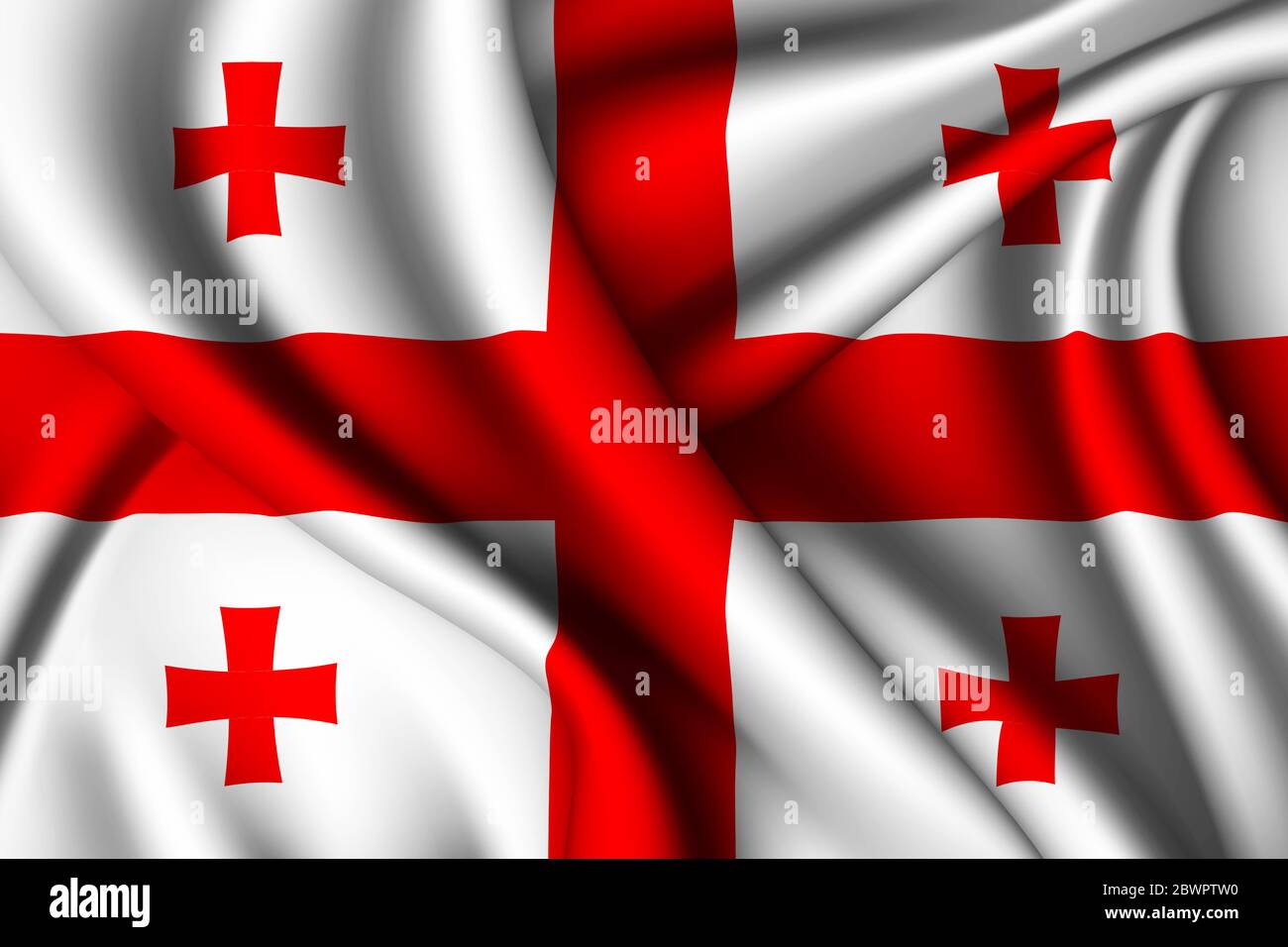 3d Rendering winkenden Seidenflagge von Georgien Stockfoto