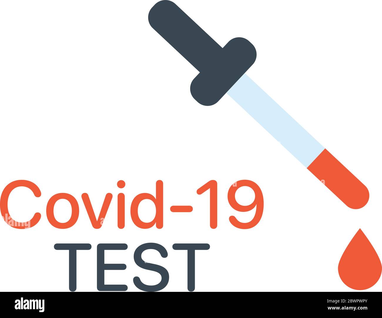 Dropper für medizinische Geräte zum Testen Covid-19. Stock Vektor Illustration isoliert auf weißem Hintergrund. Stock Vektor