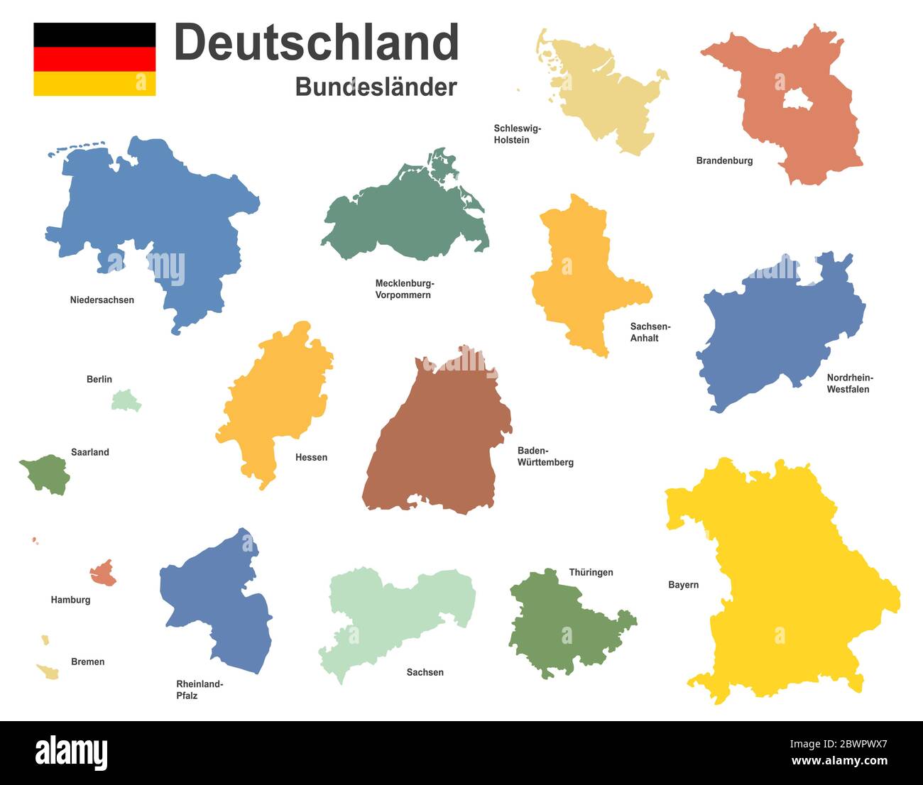 westeuropäisches Land deutschland und die Bundesländer Stock Vektor