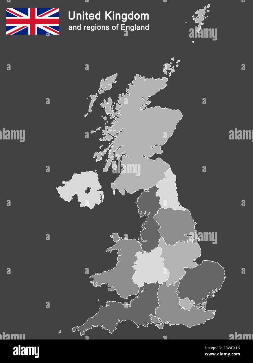 Europäisches Land Großbritannien und Regionen Englands Stock Vektor