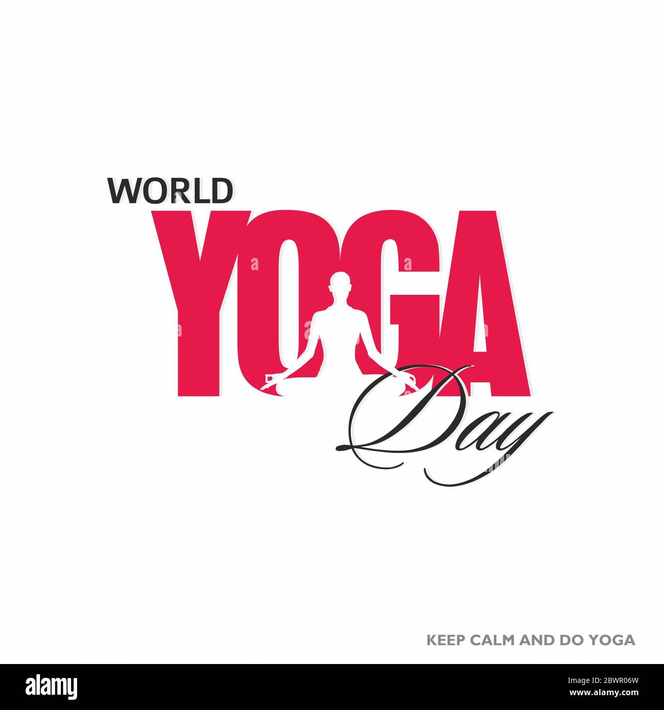 Internationaler Yoga Tag Banner, Kalligraphie, Yoga Tag Illustration Stockfoto