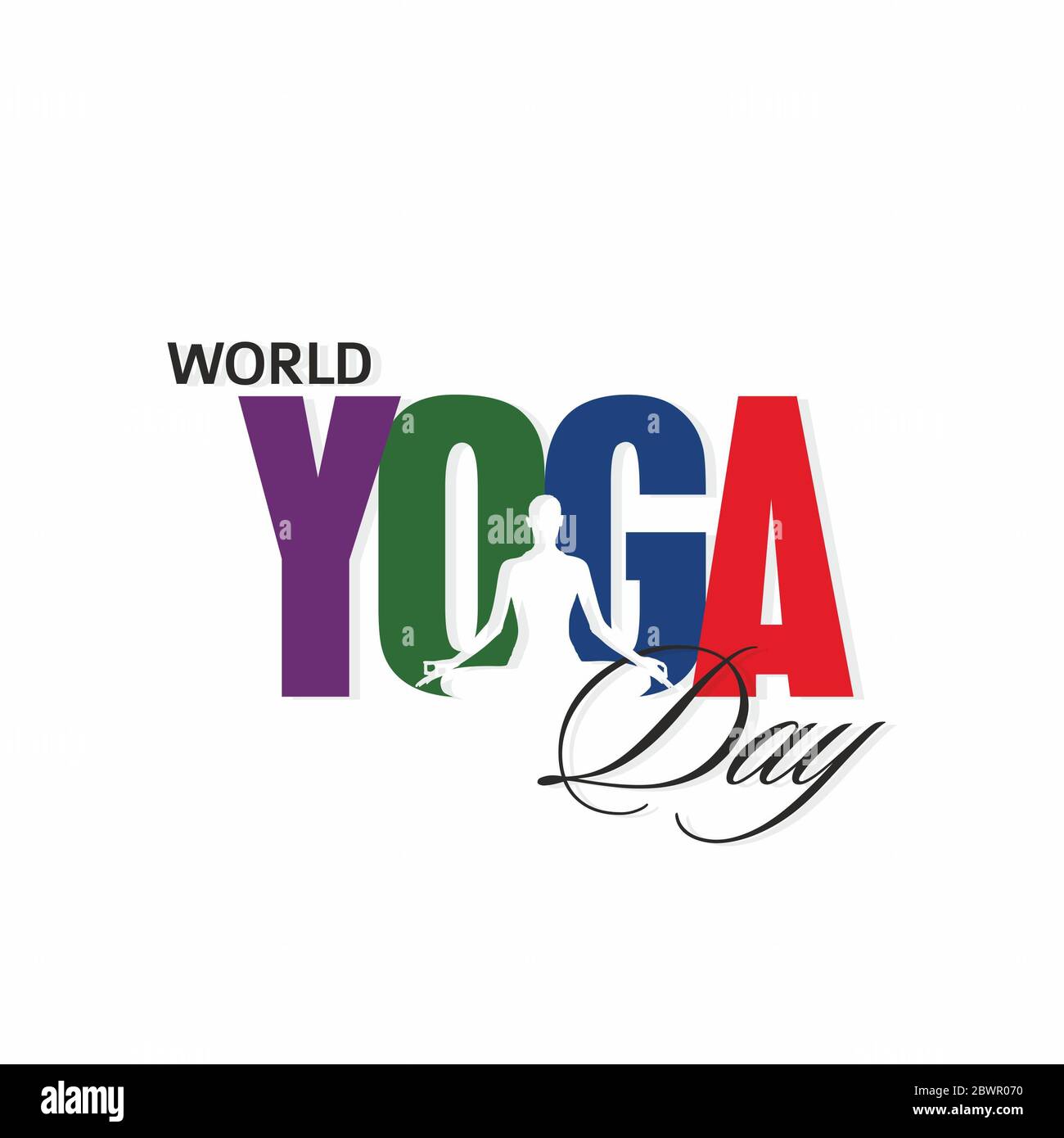 Internationaler Yoga Tag Banner, Kalligraphie, Yoga Tag Illustration Stockfoto