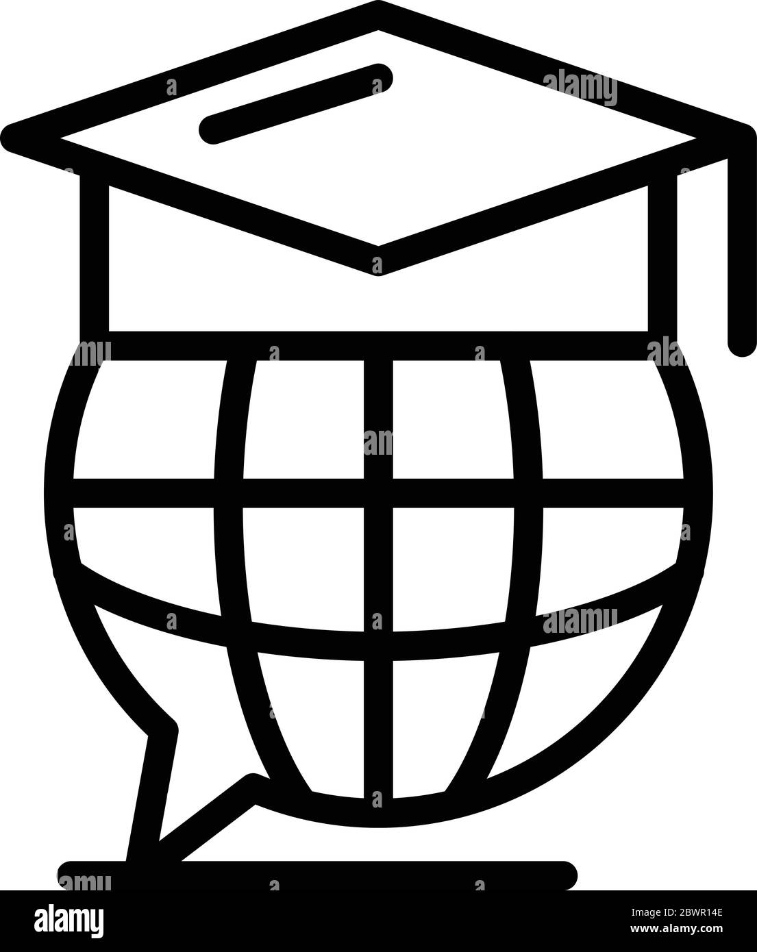 Übersetzer graduierte Hut Symbol, Outline-Stil Stock Vektor