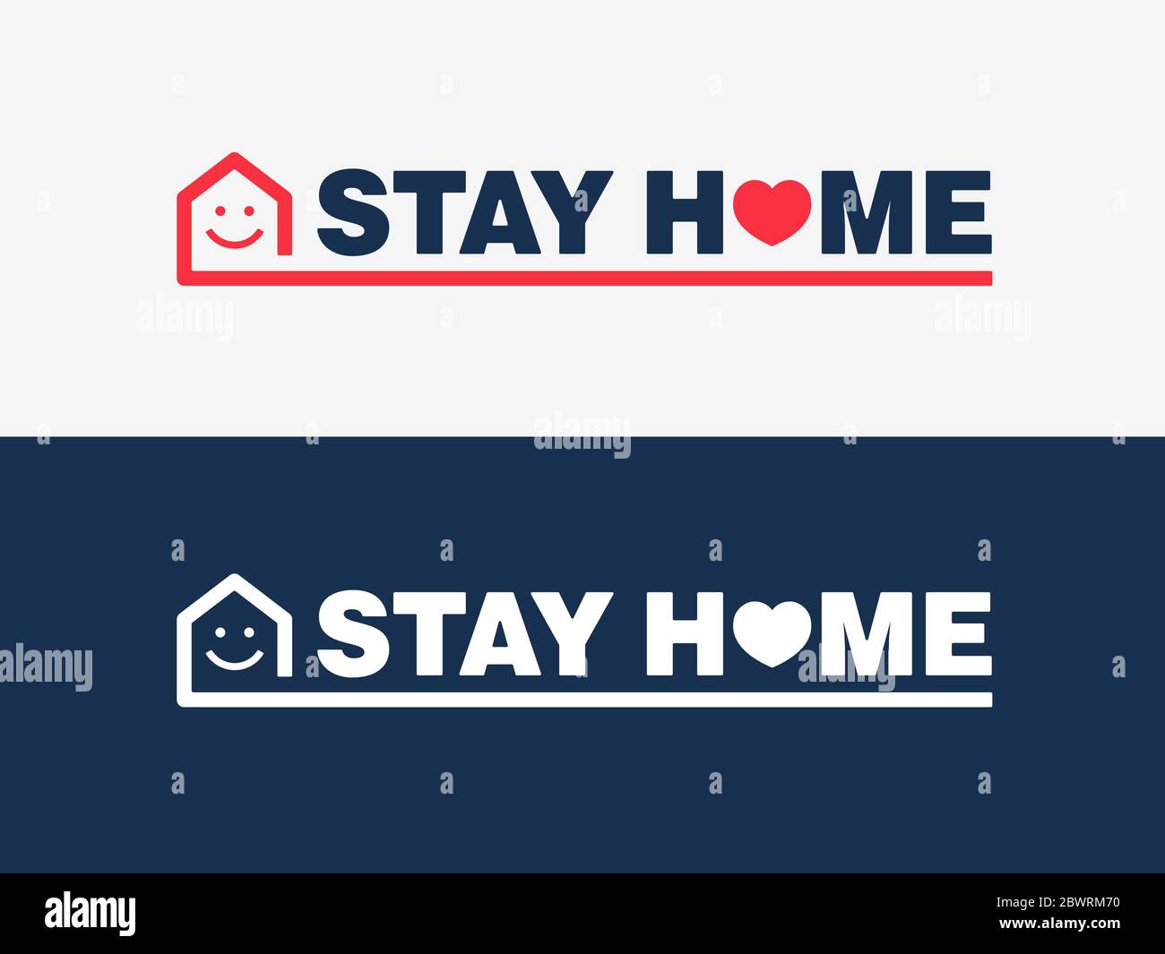 Stay Home-Kampagne Logo Konzept Stock Vektor