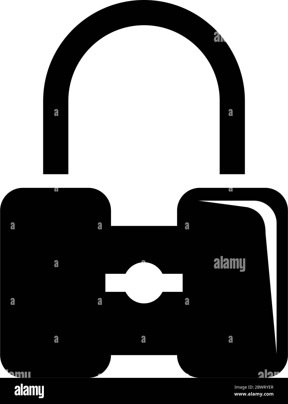 Sicherheits-Vorhängeschloss, Starkes Geschlossenes Schloss. Abbildung des Symbols für flache Vektorgrafik. Einfaches schwarzes Symbol auf weißem Hintergrund. Sicherheitsschloss, starkes geschlossenes Schloss Schild de Stock Vektor