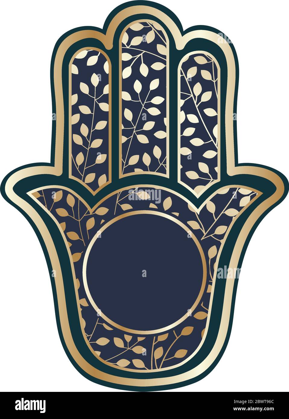 Goldene Blätter Zweige innerhalb der "Hand Gottes", alten Nahost Amulett Stock Vektor