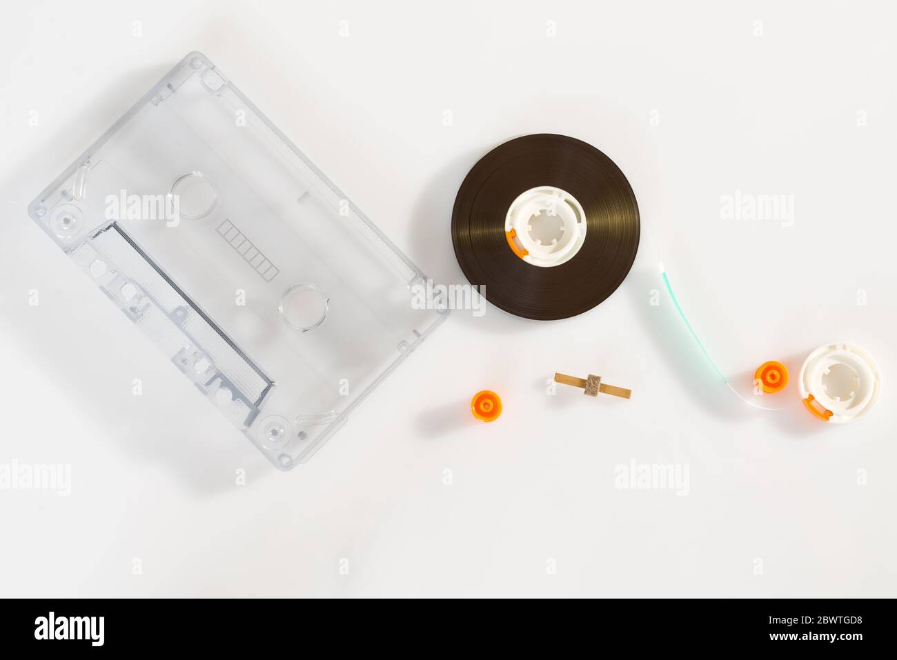 Stücke einer alten Kassette Stockfoto