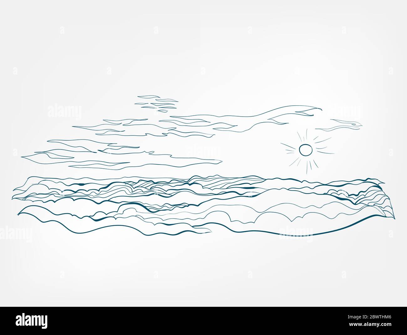 Sky Clouds ein Linienvektor gesetzt Stock Vektor