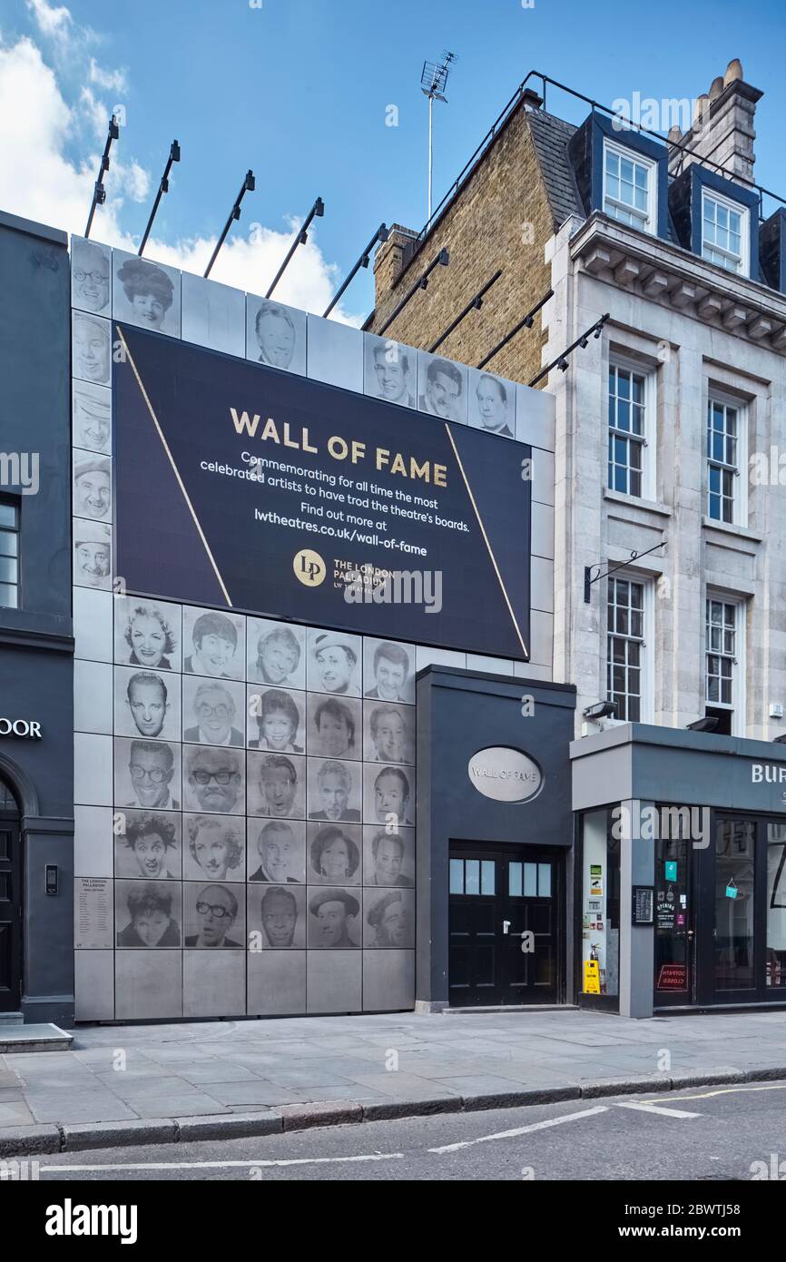 London Palladium Wall of Fame in Great Marlborough Street, London, Großbritannien Stockfoto