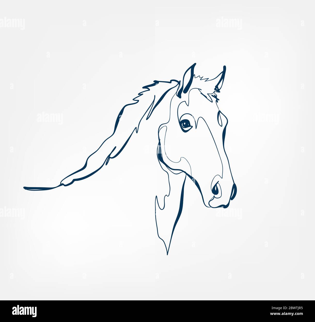 Pferd Vektor Tier wild eine Linie Stock Vektor