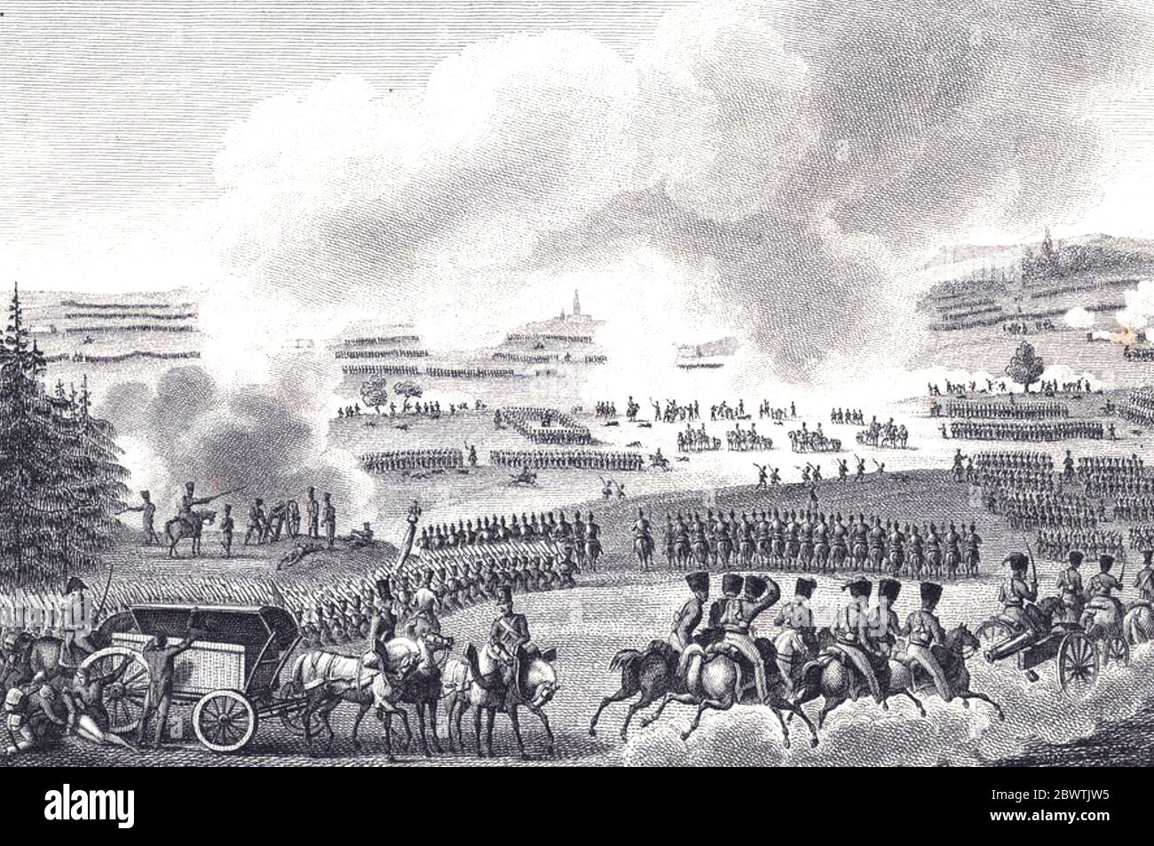 SCHLACHT VON BORODINO 7. September 1812 mit Moskau oben rechts Stockfoto