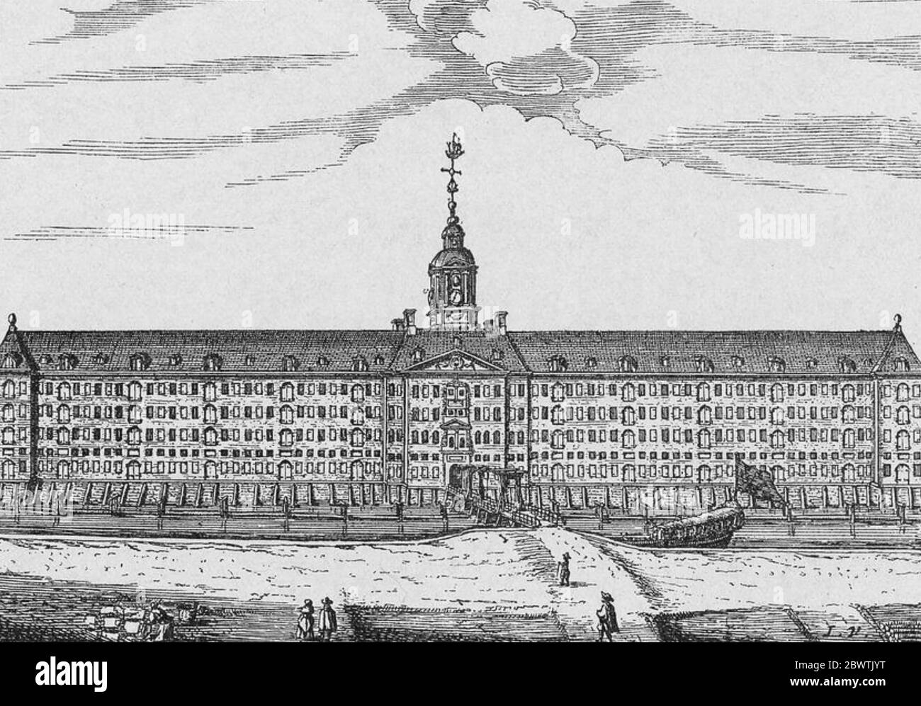 NIEDERLÄNDISCHES OSTINDIEN UNTERNEHMEN HQ AMSTERDAM in einem 17. Jahrhundert drucken Stockfoto