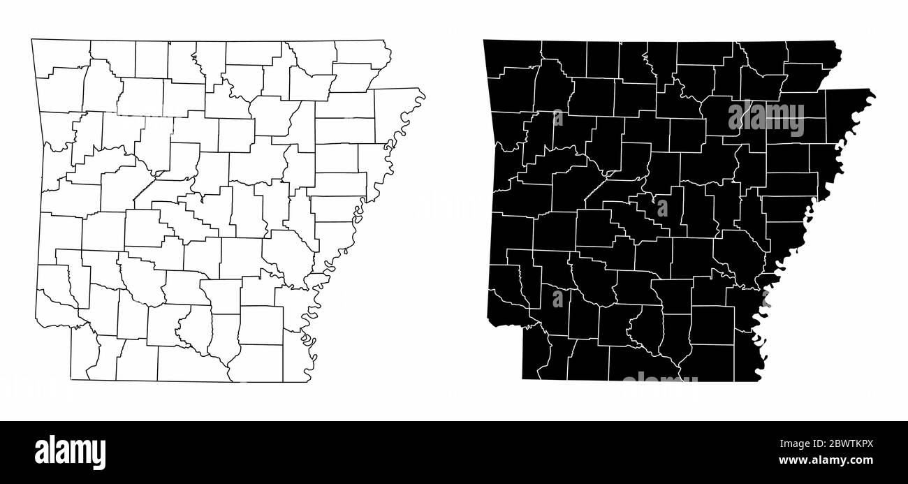 Karten der Grafschaften Arkansas Stock Vektor