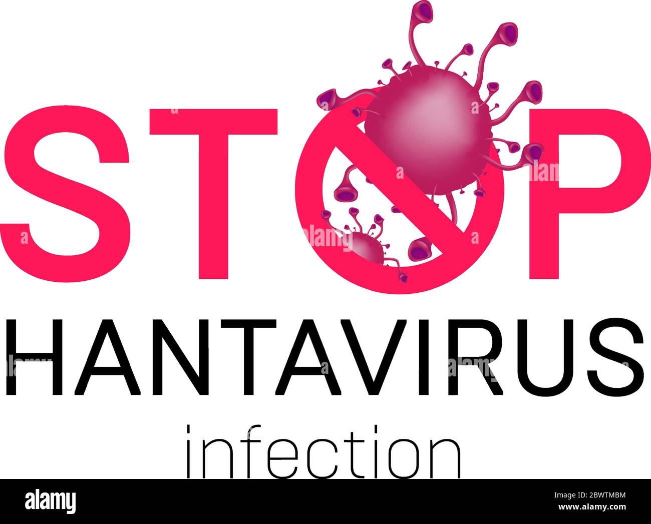 Stoppen Hantavirus-Infektion Vektor Illustration mit Bakterien-Zelle und Mikroben auf weiß isoliert. Banner-Vorlage für das Lungensyndrom (HPS) für das Gesundheitswesen f Stock Vektor