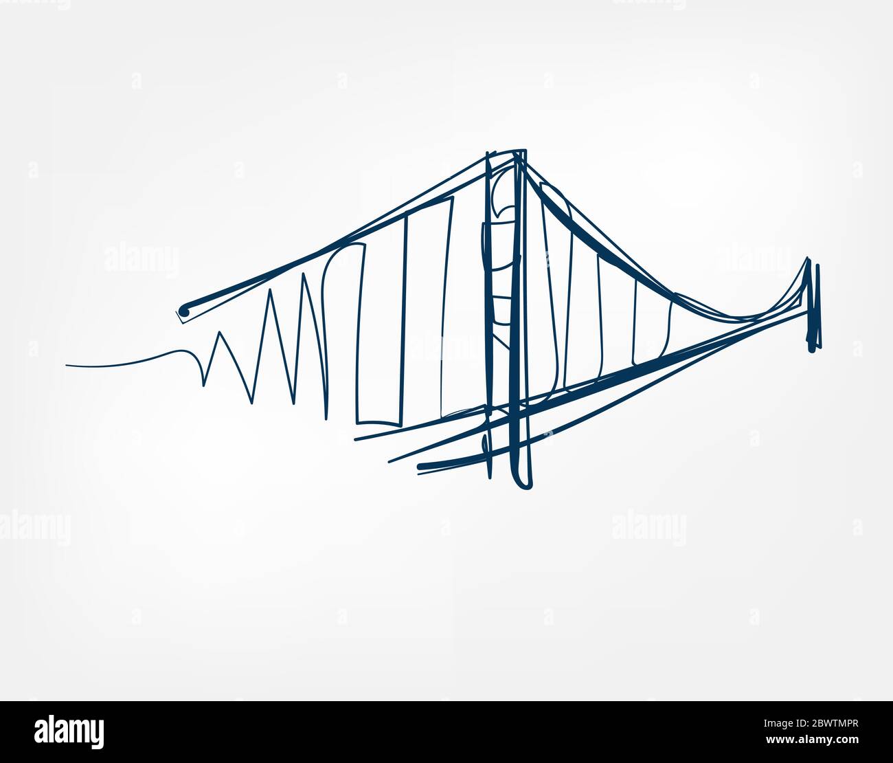 golden Gate Anblick Vektor Kunst Linie isoliert Doodle Stock Vektor