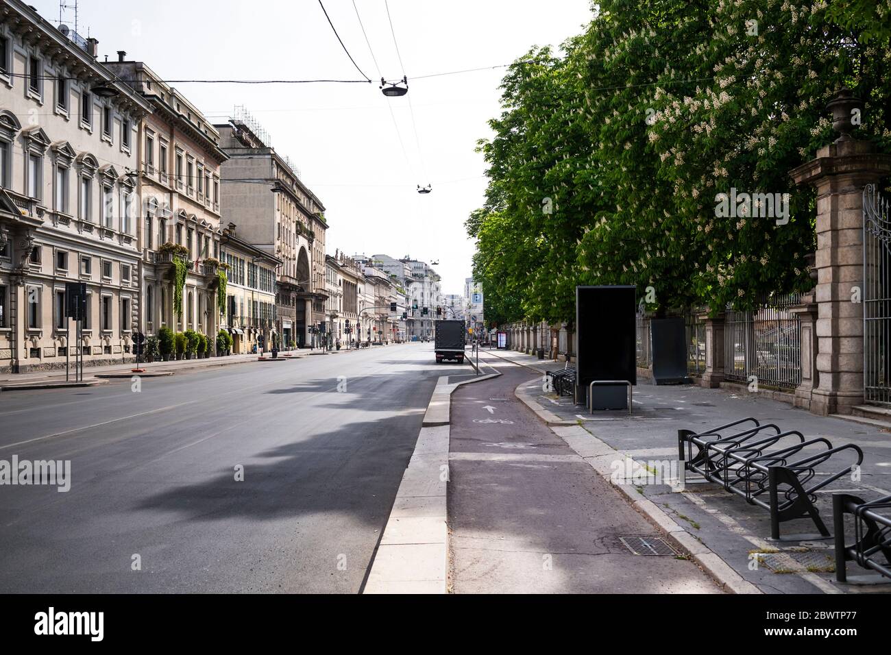 Italien, Mailand, Corso Venezia Straße während COVID-19 Ausbruch Stockfoto