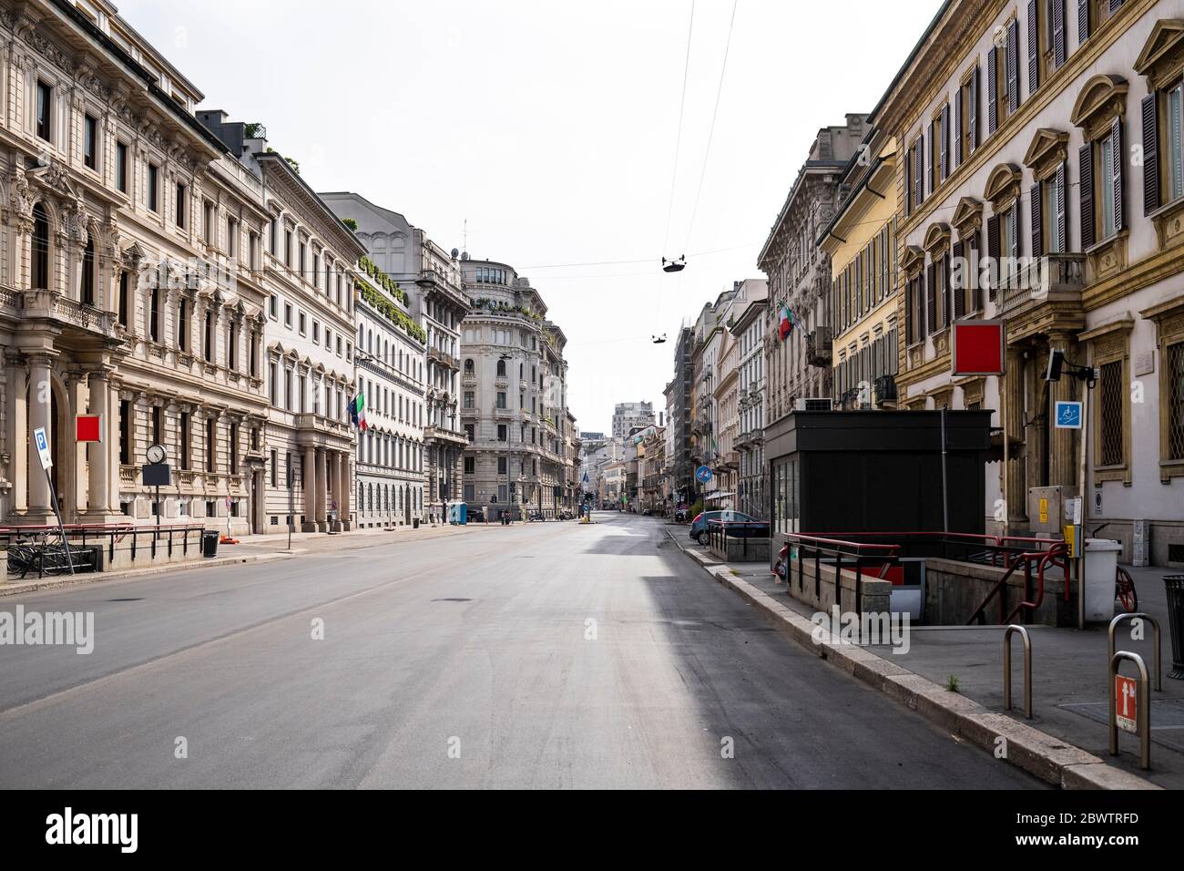 Italien, Mailand, Corso Venezia Straße während COVID-19 Ausbruch Stockfoto