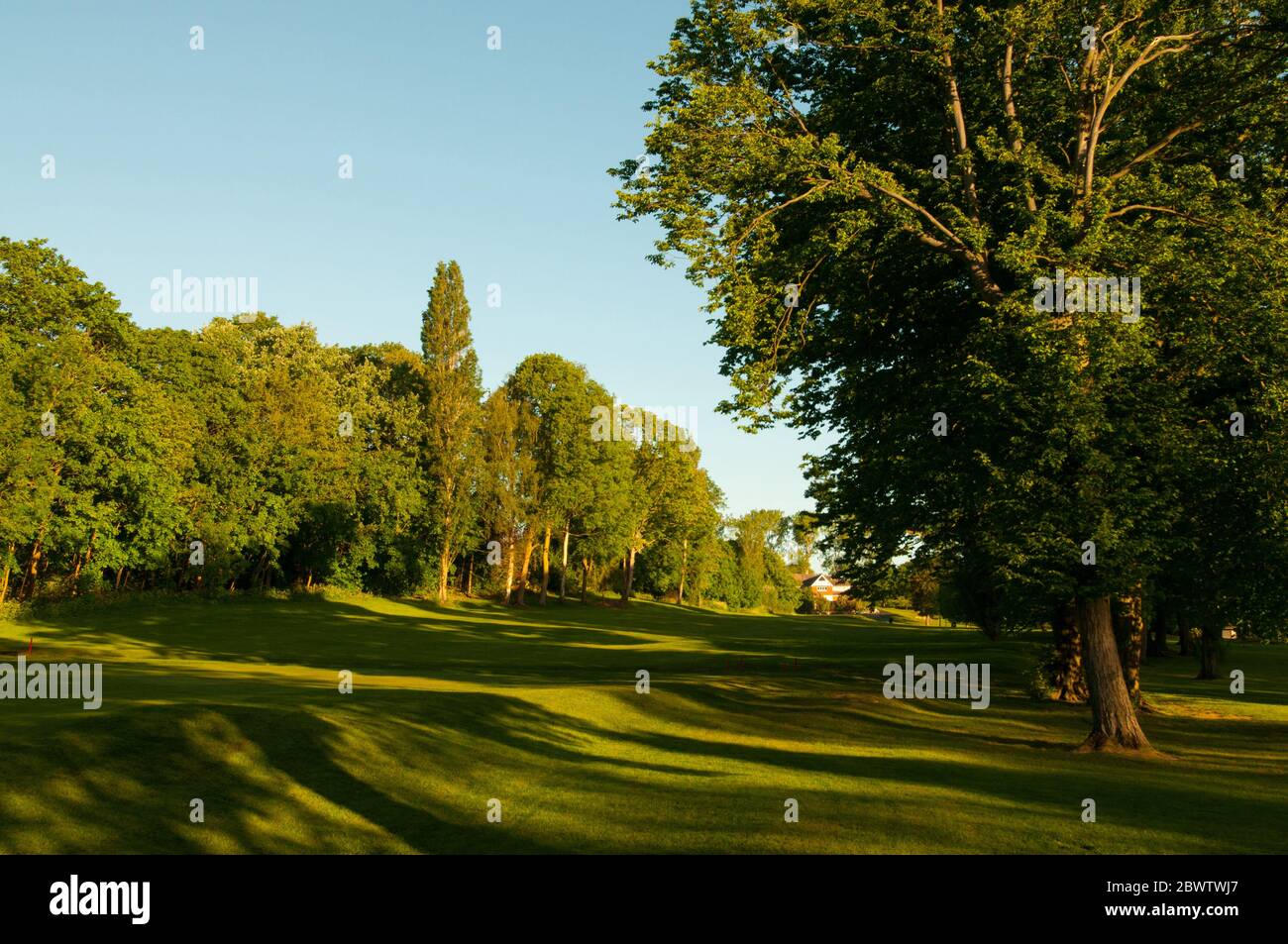 Blick vom 1. Green zurück nach oben Fairway East Course Sundridge Park Golf Club Bromley Kent England Stockfoto