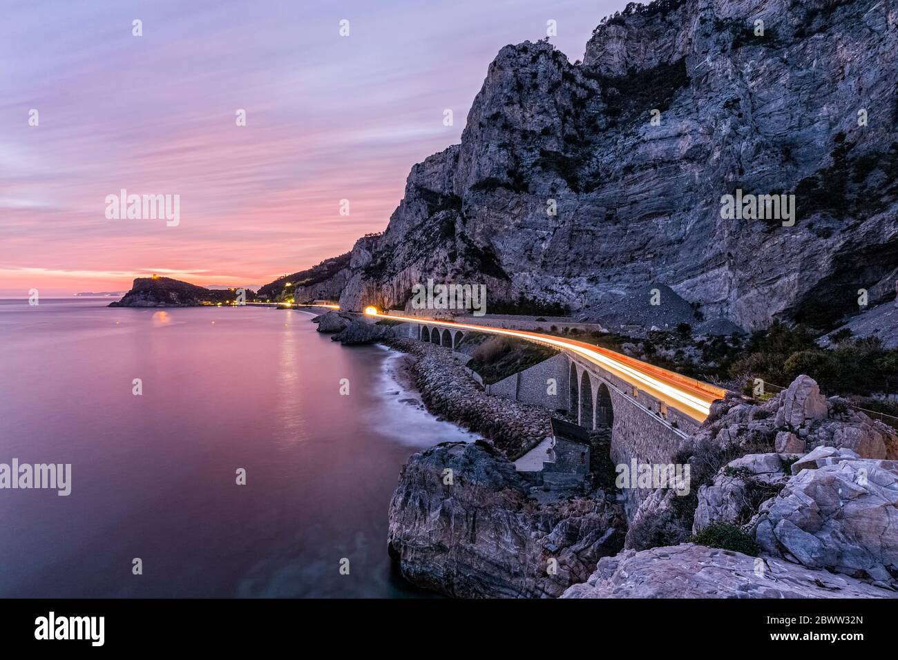 Itali Liguria Varigotti - Aurelia Straße in der Nähe von Malpasso Stockfoto