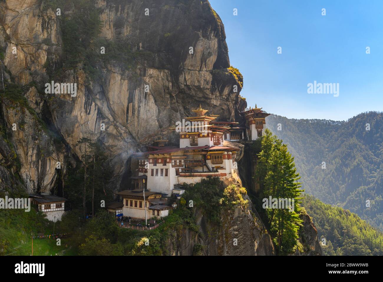 Blick auf das Taktsang Palphug Kloster, Paro, Bhutan Stockfoto