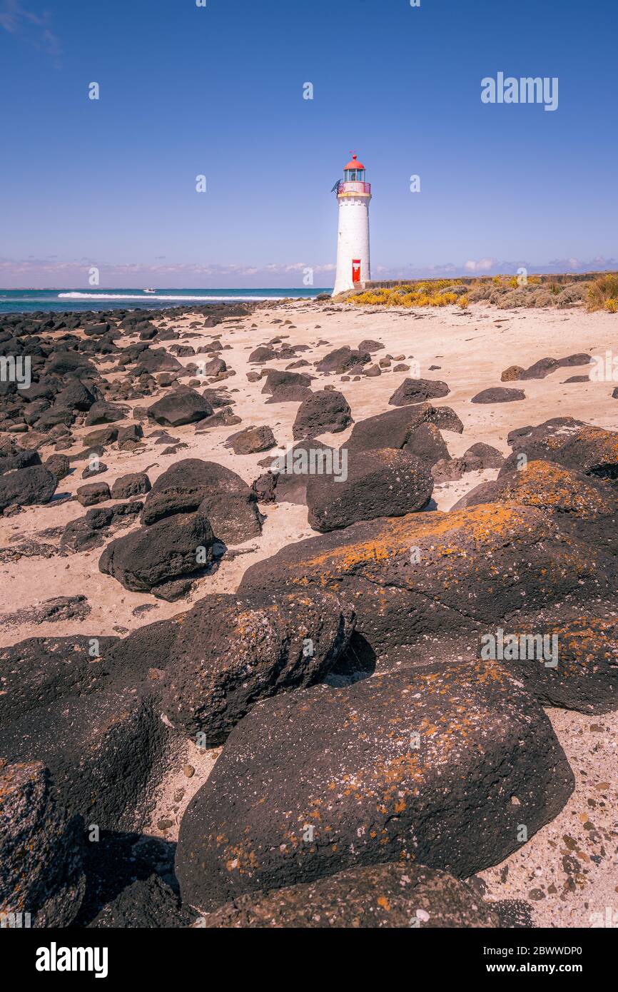 Port Fairy Leuchtturm, Victoria, Australien Stockfoto