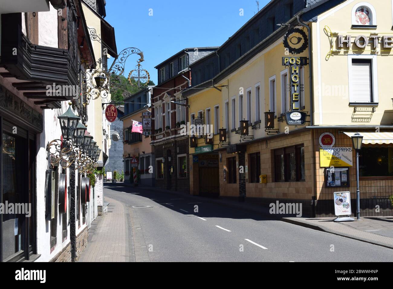 Leere Altstadtstraßen von Altenahr im Jahr 2020 Stockfoto
