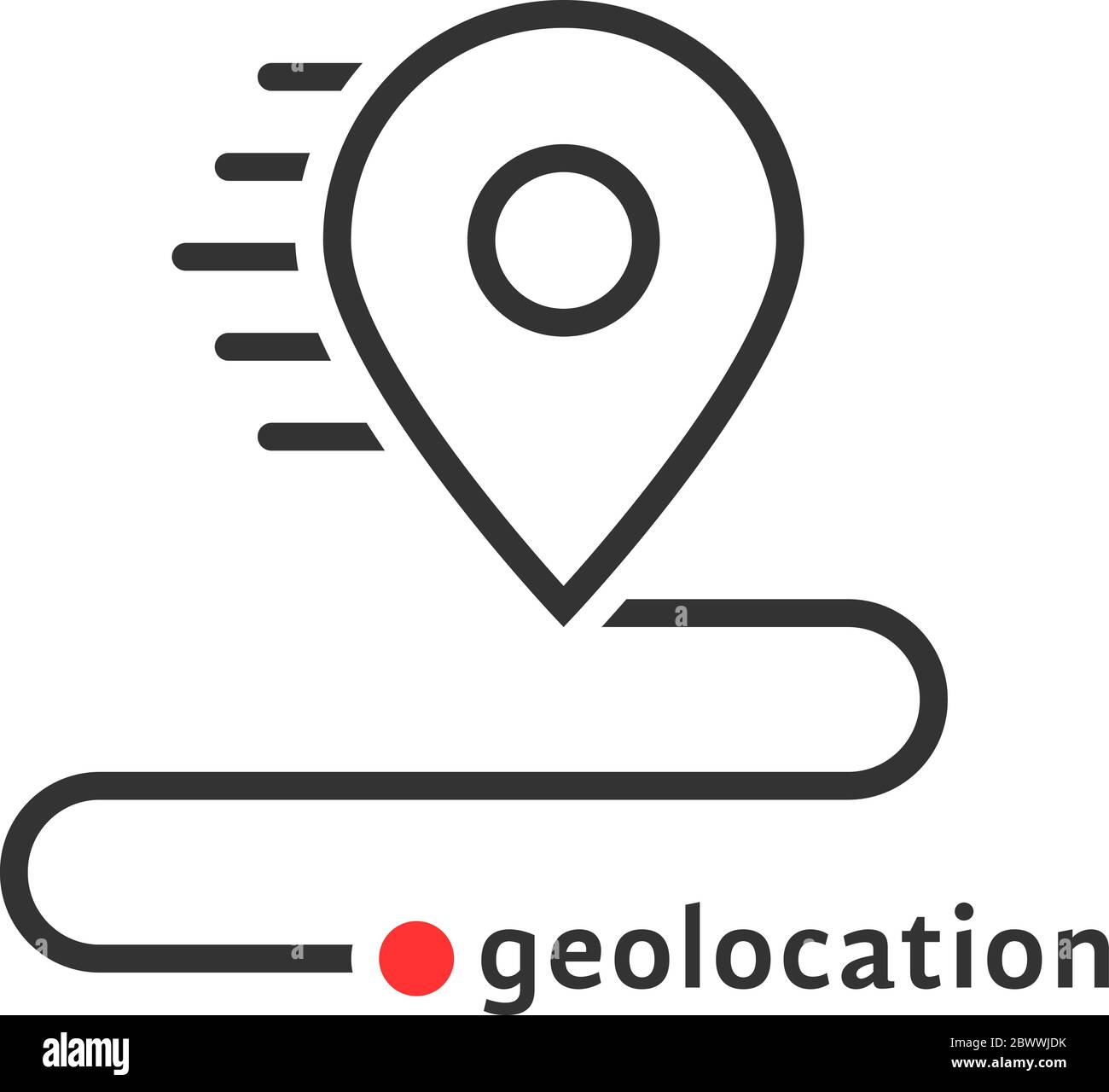 Straßenpfad wie dünne Linie Karte Geolokalisierung Symbol Stock Vektor