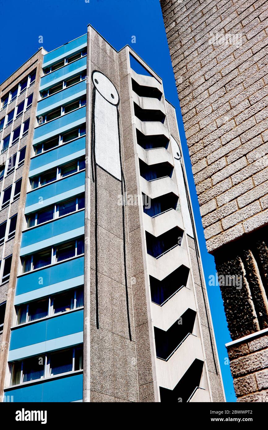 Wall Mural von Stik auf der Nelson Street in Bristol, England Stockfoto