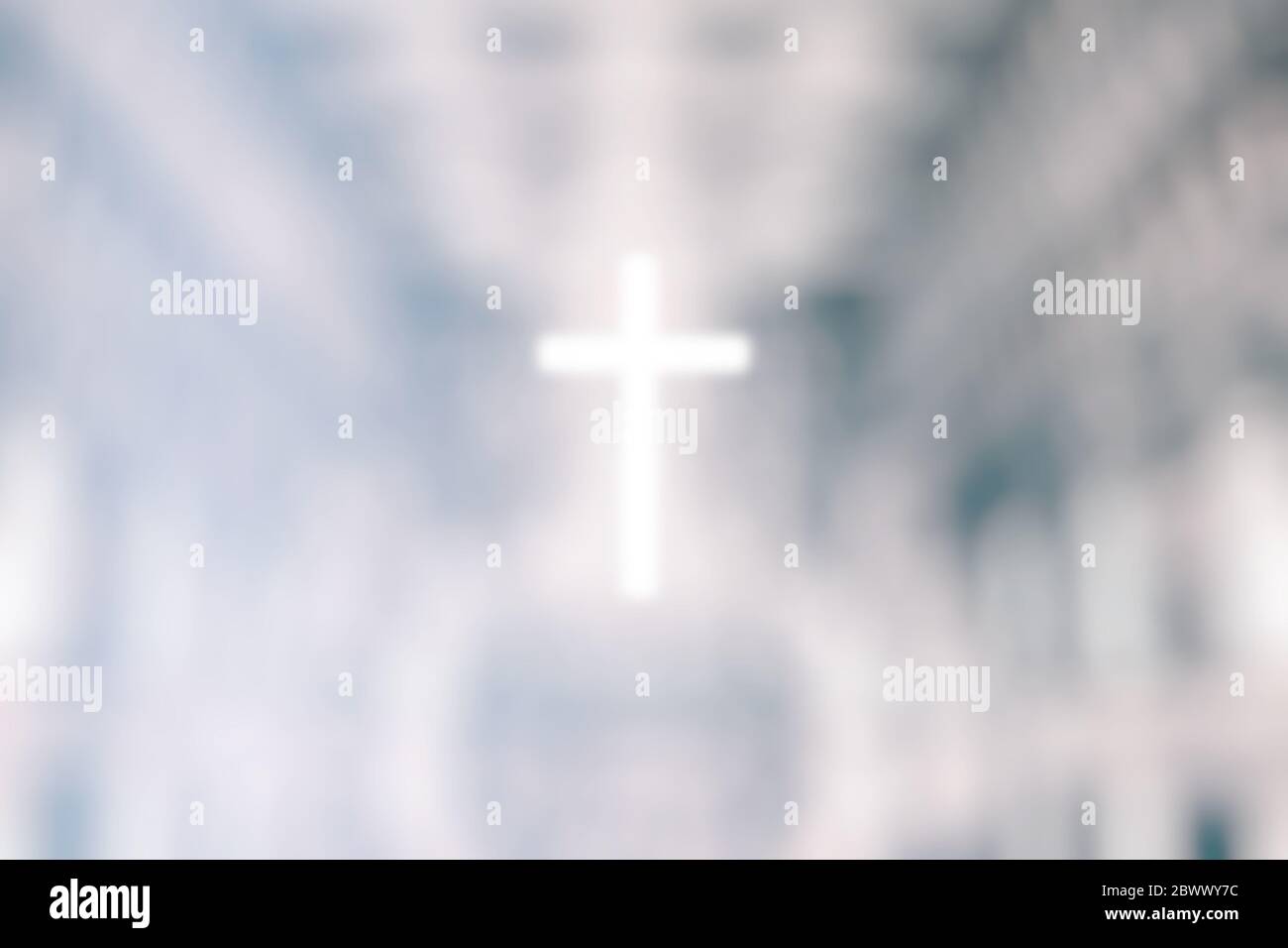 Abstract of Blurred Christ Cross Beleuchtung in der Kirche, geeignet für christliche Religion Konzept. Stockfoto